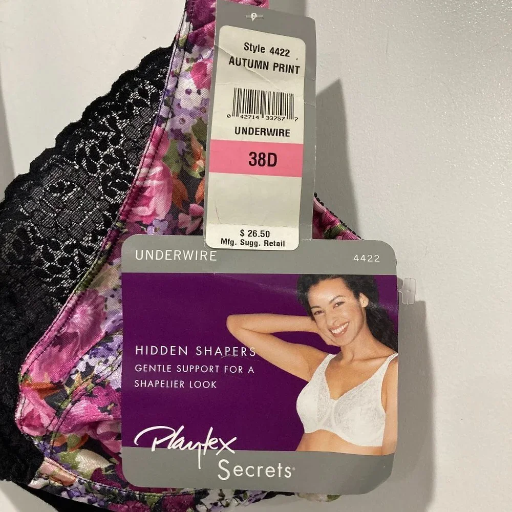 New with tags Playtex Secrets hidden shapers underwire Bra Size 38D